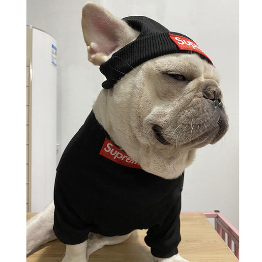 HYGGEPET Pet Clothing Fashion Brand Street Dog Clothing Fadou Teddy Schnauzer Undercoat Hat Set