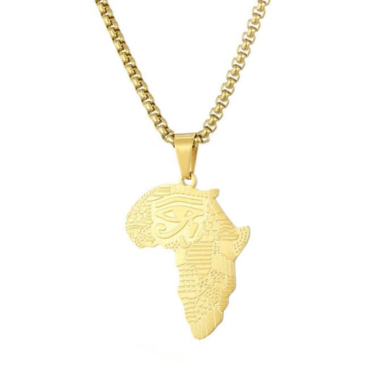 African Map Pattern Eye Of Horus Pendant Necklaces for Women/Men