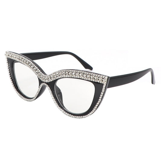 Fashion Anti Blue Ray Reading Glasses Cat Eye Rhinestone Trim  From  +100  To +400