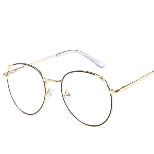 New metal anti-blue glasses fashion cat eye flat mirror