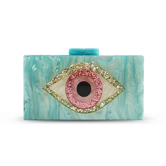 Women's Bag Evil Eye Acrylic Dinner Bag Eye Splicing Party Handbag One Shoulder Box Bag