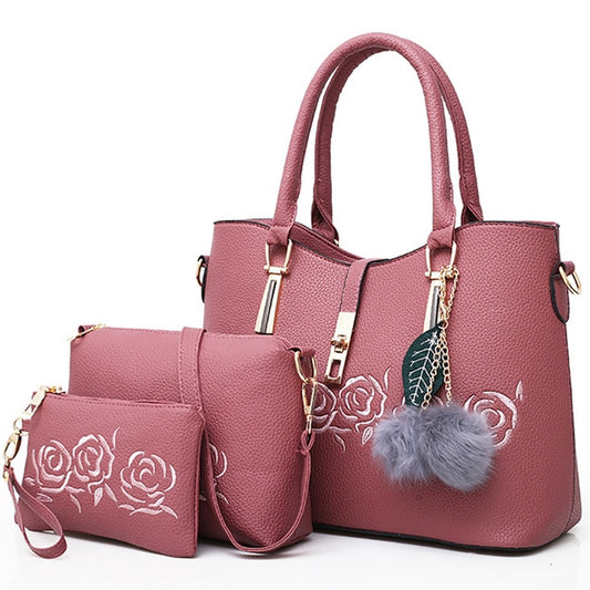 3pcs Leather Bags Handbags Women Famous Brand Shoulder Bag Female Casual Tote Women Messenger Bag Set Bolsas