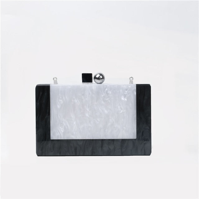 Acrylic Women Clutch Bag Luxury Marble Patchwork Messenger Bag Metal Chain Shoulder Bags Ladies Party Evening Bags Handbags