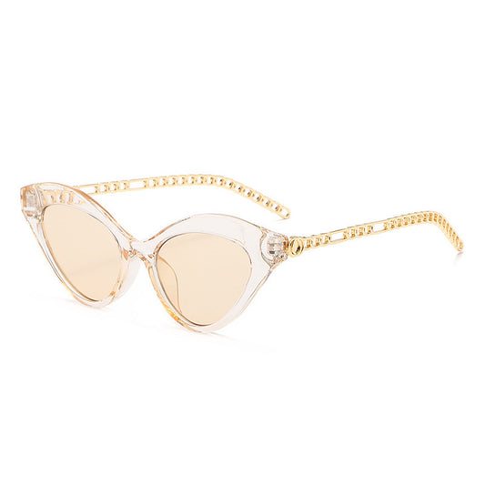 Cat Eye Sunglasses Personality Chain Temple for Women