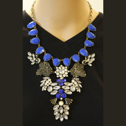 Blue Leaf Crystal Necklace